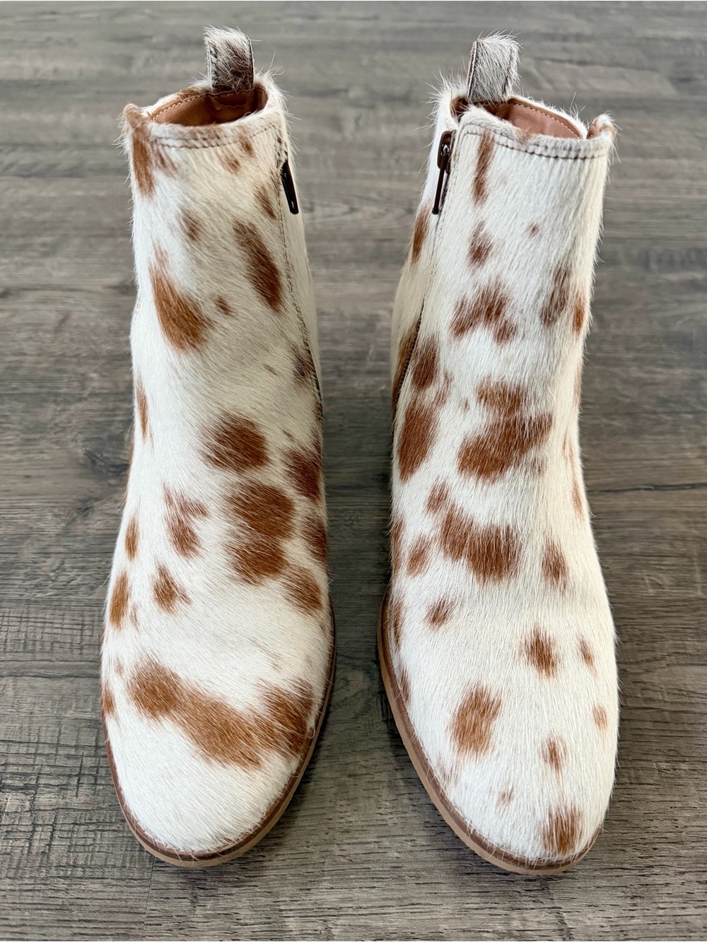 Myra Proton Hair On Cowhide Western Ankle Booties Womens Size 10 Brown White - Picture 3 of 11